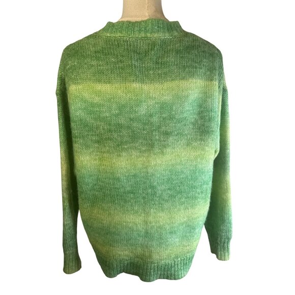 Motel Green Gradient Small Button-Up Cardigan Sweater Polyester/Wool Blend - Picture 9 of 15